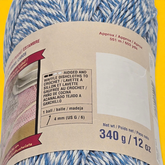 Bernat Handicrafter Cotton Twists Worsted Yarn 1 Skein 12oz/603yds in Denim Jean - Picture 6 of 8